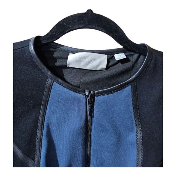 SOLD!! CARLISLE Black & Teal Leather Accent Jacket - Size 10 - Picture 3 of 6